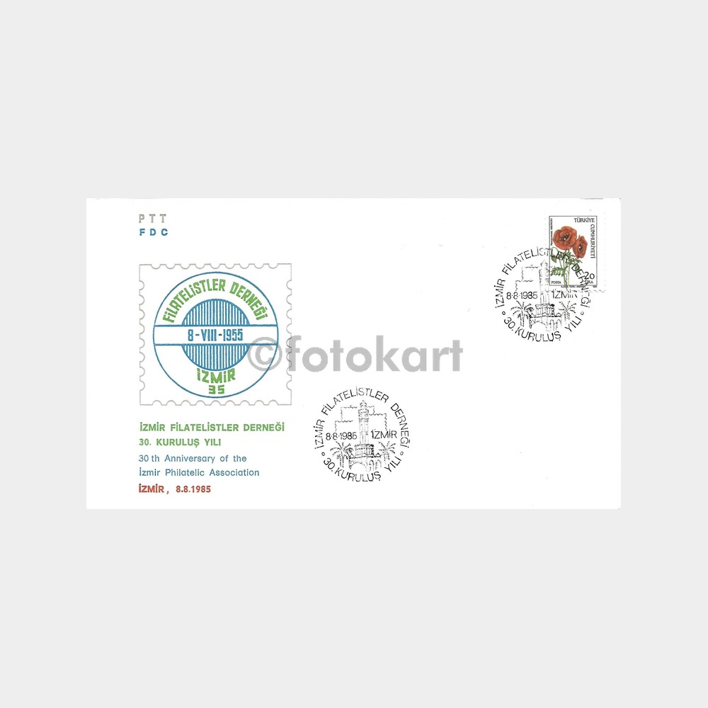 1985 İzmir Filatelistler Derneği PTT FDC-İlk Gün Zarfı