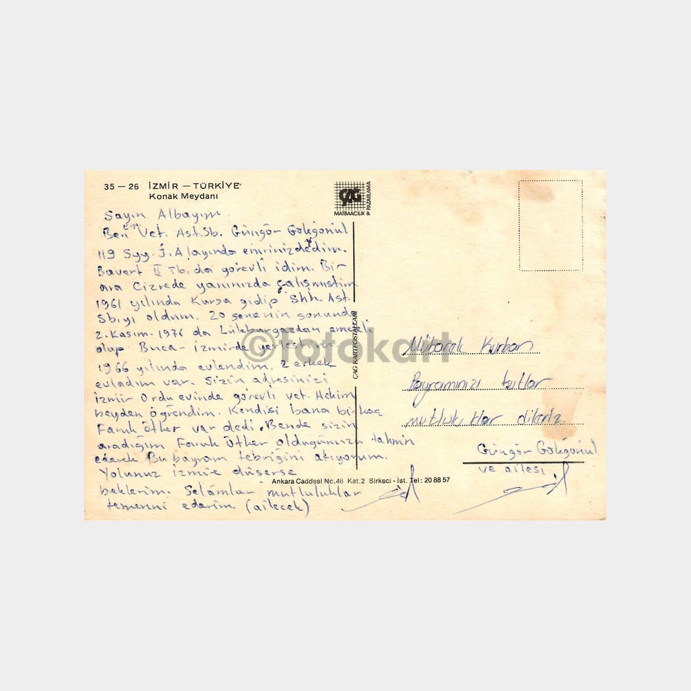 1975 İzmir Konak İskelesi Görünüş Kartpostal - Görsel 2