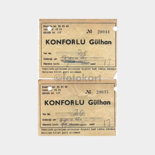 1962 Konforlu Gülhan Otobüs Bileti (2 Adet)