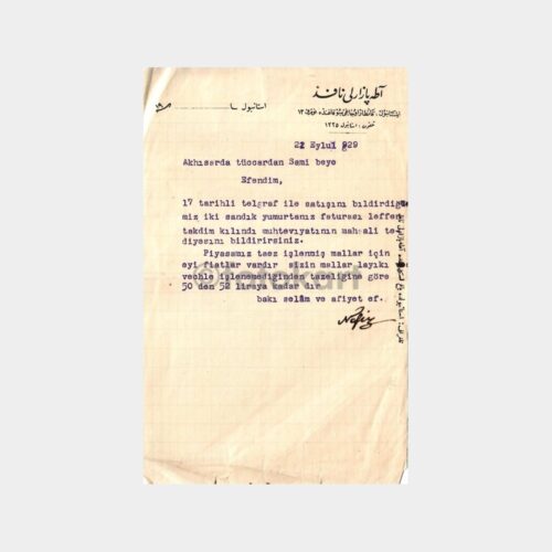 1929 Manisa Akhisar - Tüccardan Mektup