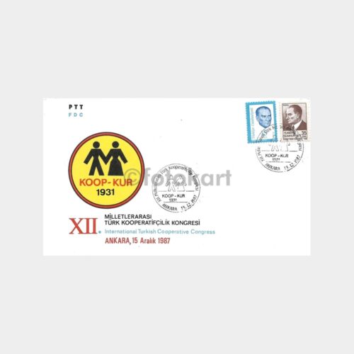 1987 Milletlerarası Türk Kooperatifçilik Kongresi PTT FDC-İlk Gün Zarfı