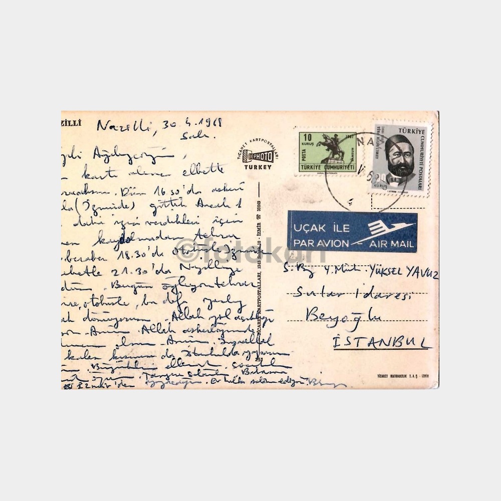 Nazilli Pullu Damgalı Kartpostal - Görsel 2