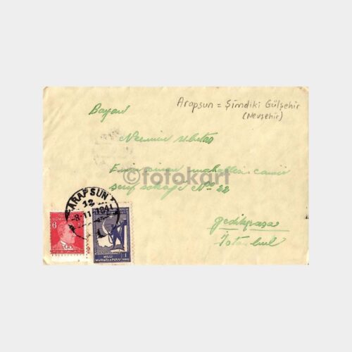 1951 Nevşehir Arapsun Damgalı Nadir Zarf