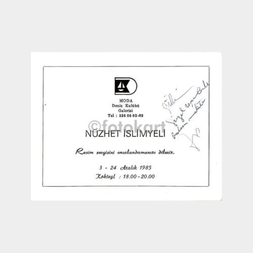 1985 Nüzhet İslimyeli Resim Sergisi Davetiyesi