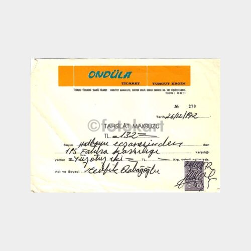 Ondüla Kozmetik Itriyat Makbuzu