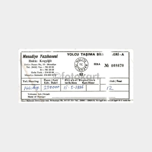 1996 Ordu Mesudiye Yolcu Otobüs Bileti