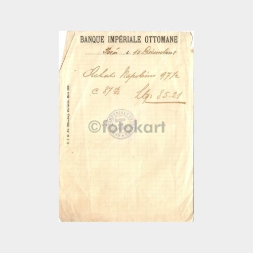 1898 Osmanlı Bankası Pera Şubesi Makbuzu
