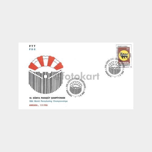 1986 Paraşüt Şamp. PTT FDC-İlk Gün Zarfı