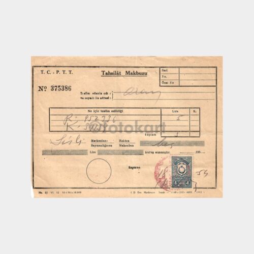 1954 PTT Radyo Ücreti Makbuzu