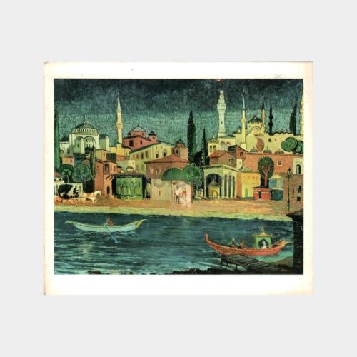 Ressam Zeki Kıral İstanbul Konulu Tablo Tebrik Kartı