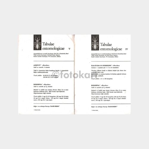 Roche İlaçları 2 Adet Entomoloji Kartı