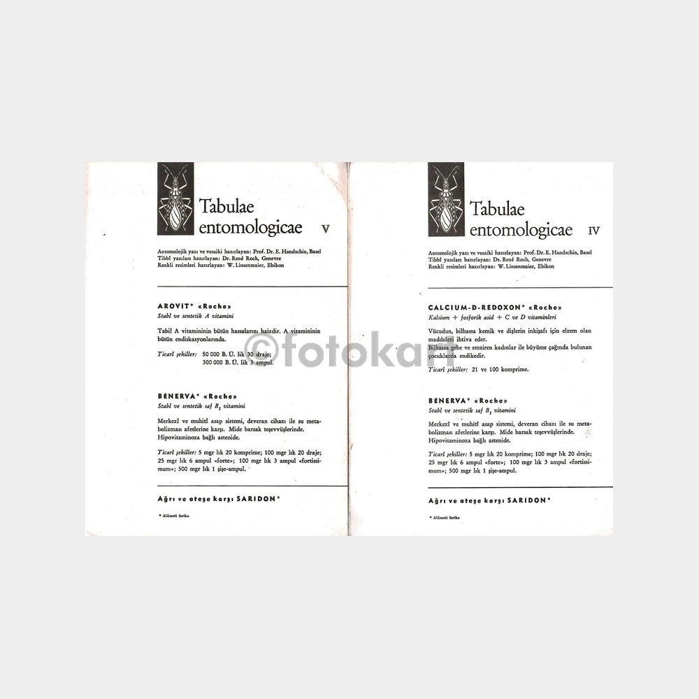 Roche İlaçları 2 Adet Entomoloji Kartı