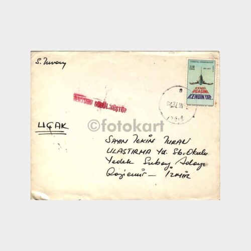 1972 Şişli Posta Damgalı Uçak Er Mektup Zarfı