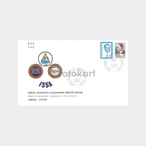 1987 Sosyal Güvenlikte Uluslararası İşbirliği PTT FDC-İlk Gün Zarfı