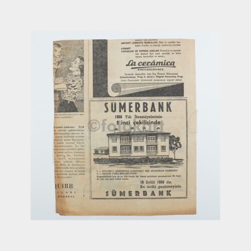1956 Sümerbank Gazete Çekiliş İlanı