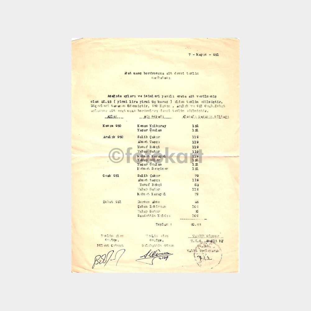 1951 TCG Ereğli Gemisi Emanet Defteri ve Maaş Bordosu Mazbatası - Görsel 2