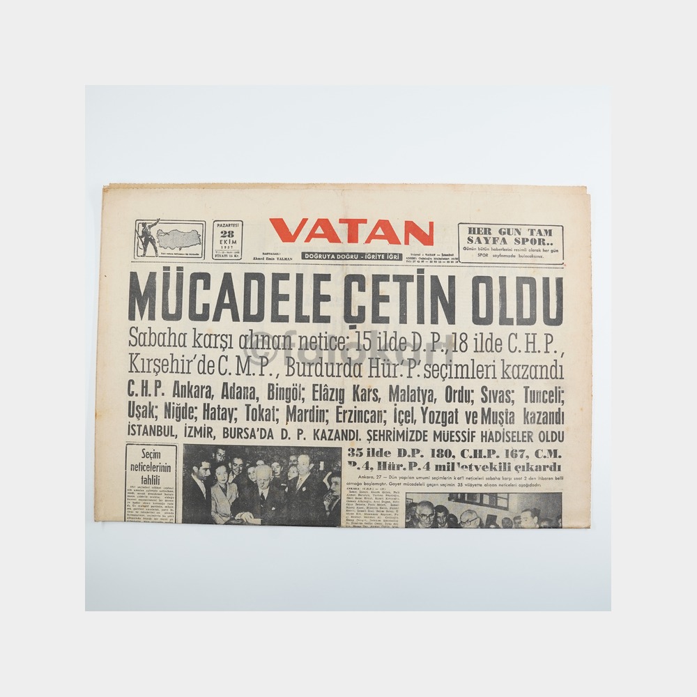 Tercüman Gazetesi Orijinal Nüsha, 28 Ekim 1957