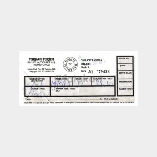 1996 Turhan Turizm Ankara Yolcu Otobüs Bileti