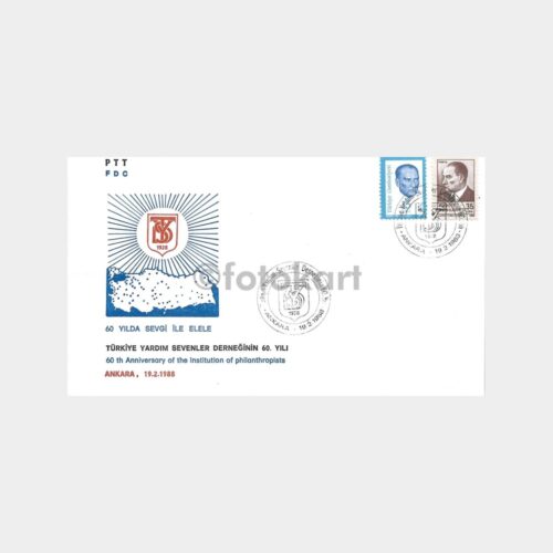 1988 Türkiye Yardım Sevenler Derneği 60. Yıl PTT FDC-İlk Gün Zarfı