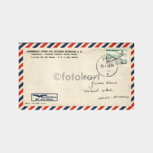 1969 Uçak Postası Banka Mektup Zarfı