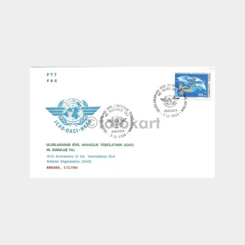 1984 Uluslararası Sivil Havacılık 40 Yılı PTT FDC-İlk Gün Zarfı