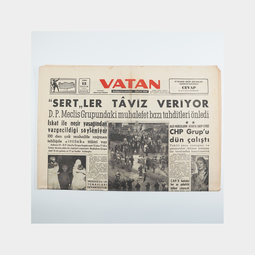 Vatan Gazetesi Orijinal Nüsha, 15 Kasım 1957