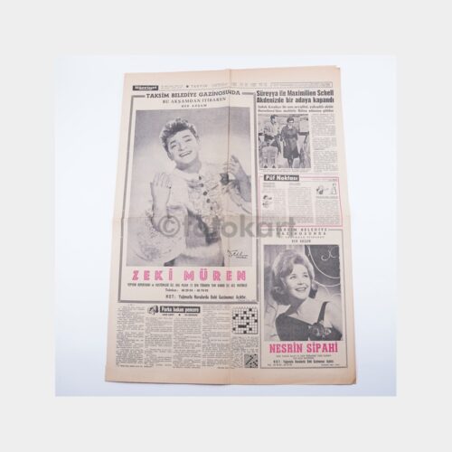 Zeki Müren-Nesrin Sipahi-Gönül Yazar-Orhan Boran, Hürriyet Gazetesi İlanları
