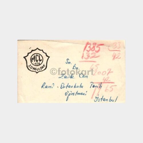 1938 Zonguldak M. Çelikel Lisesi Antetli Zarf