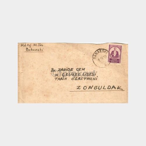 1953 Zonguldak ve Babaeski Damgalı Zarf