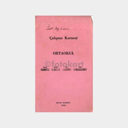 1938-39 İstanbul Kız Lisesi Çalışma Karnesi