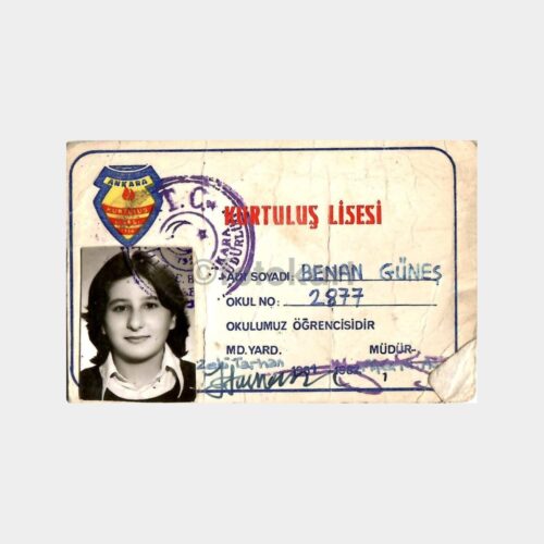 1982 Ankara Kurtuluş Lisesi Öğrenci Kimlik Kartı