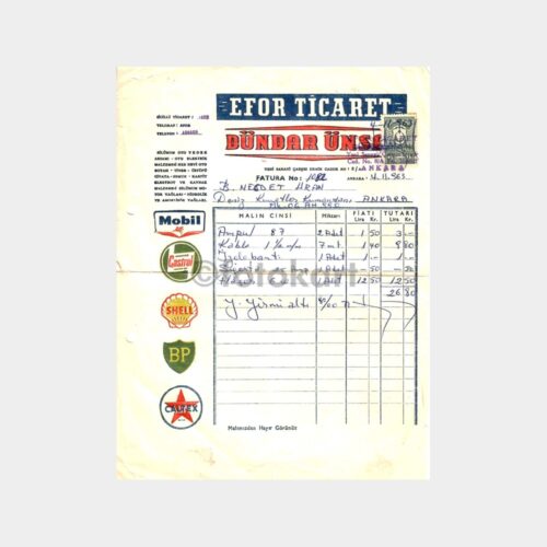1963 Ankara Petrol Konulu Fatura