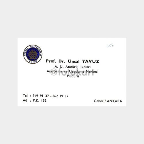 Ankara Üniversitesi Prof. Dr. Ünsal Yavuz Kartvizit