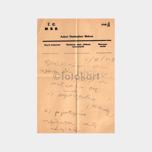1949 Askeri Hastane Doktor Reçetesi