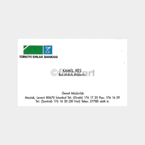 Avukat Kamil Kes T. Emlak Bankası Kartvizit