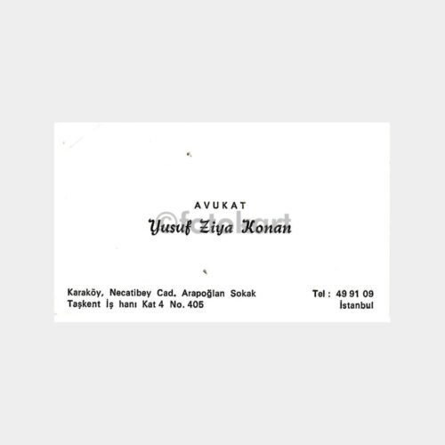 Avukat Yusuf Ziya Konan Kartvizit