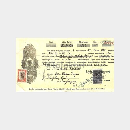 1972 Bağlar Eczanesi Borç Senedi
