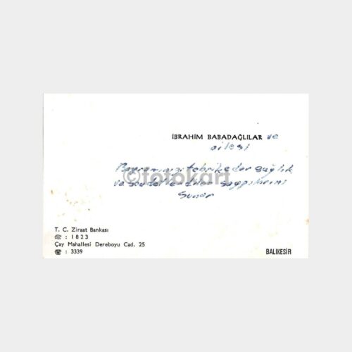 Balıkesir Ziraat Bankası -İbrahim Babadağlılar- Kartvizit