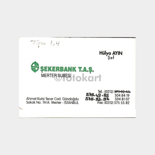 Banka Kartvizitleri Serisi, No. 09 Şekerbank