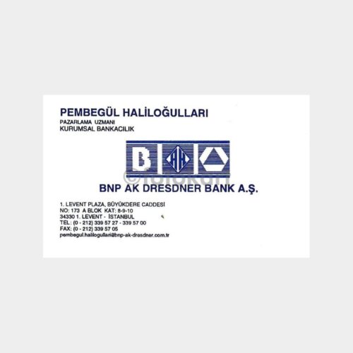 Banka Kartvizitleri Serisi, No. 13 BNP Ak Dresdner Bank
