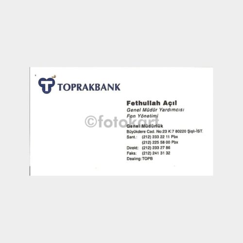 Banka Kartvizitleri Serisi, No. 96 Toprakbank