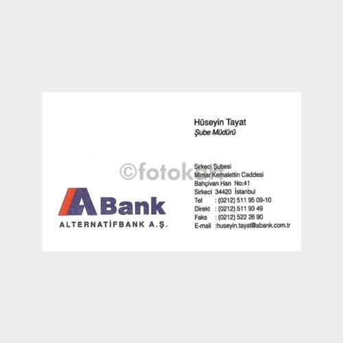 Banka Kartvizitleri Serisi, No. 19 Alternatif Bank