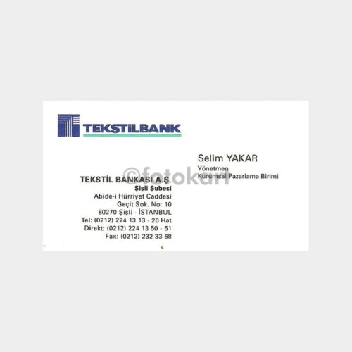 Banka Kartvizitleri Serisi, No. 53 Tekstilbank