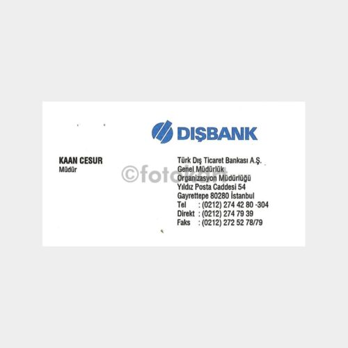 Banka Kartvizitleri Serisi, No. 63 Dışbank