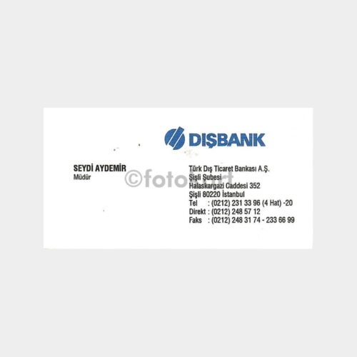 Banka Kartvizitleri Serisi, No. 111 Dışbank