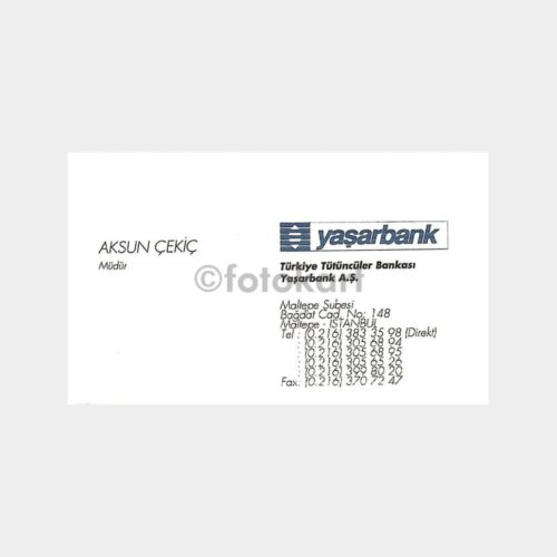 Banka Kartvizitleri Serisi, No. 02 Yaşarbank