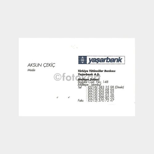 Banka Kartvizitleri Serisi, No. 44 Yaşarbank
