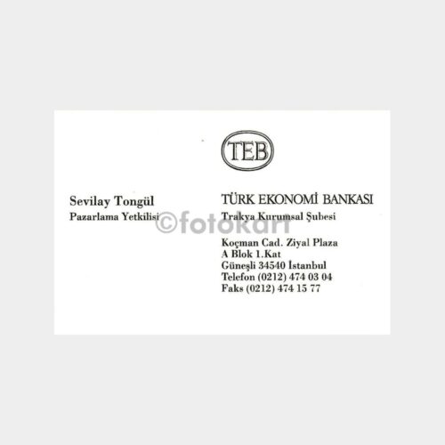 Banka Kartvizitleri Serisi, No. 39 Türk Ekonomi Bankası (TEB)