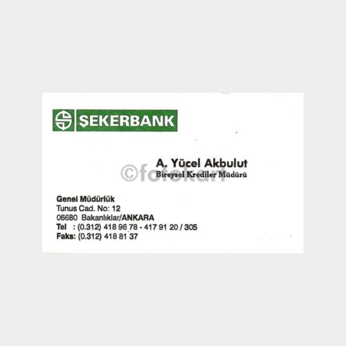 Banka Kartvizitleri Serisi, No. 66 Şekerbank