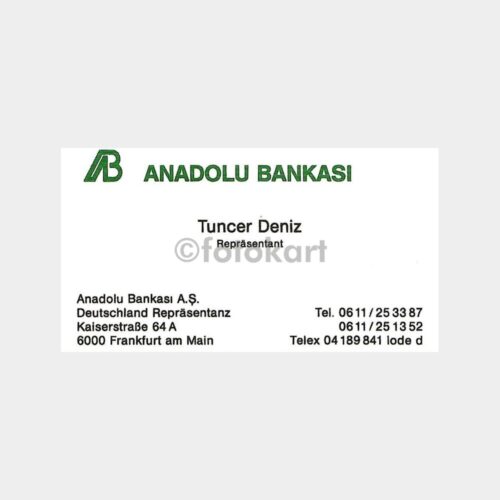 Banka Kartvizitleri Serisi, Anadolu Bankası